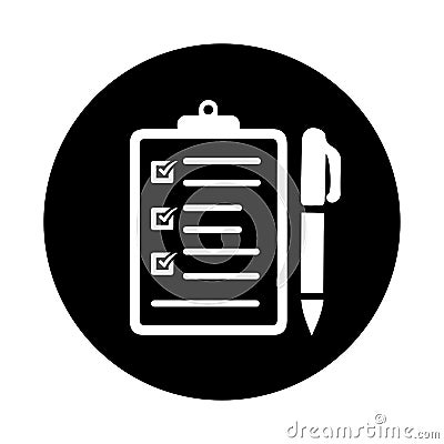 Business, clipboard, item icon. Black vector design Stock Photo