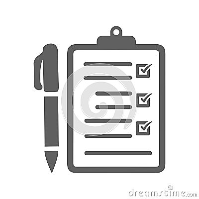 Business, clipboard, item icon. Gray vector design Stock Photo