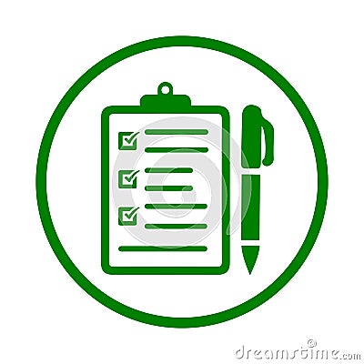 Business, clipboard, item icon. Green vector design Stock Photo