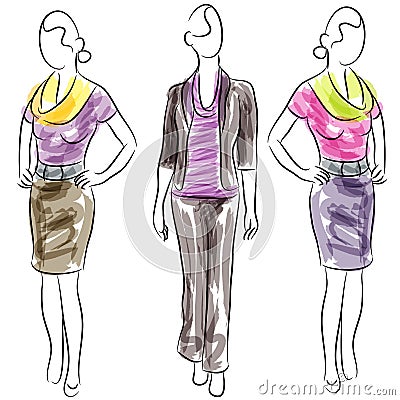 Business Clothing Fashion Women Vector Illustration