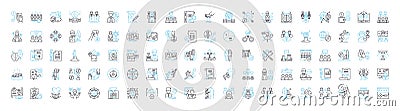 Business collaboration vector line icons set. Cooperation, Networking, Teaming, Syndication, Merging, Uniting, Sharing Vector Illustration