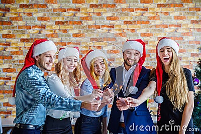 Business colleagues at the office Christmas party. Business concept. Stock Photo