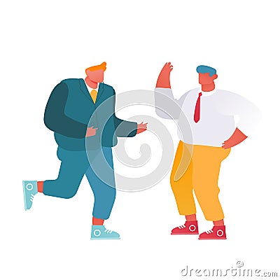 Business Colleagues Rejoice for Contract Signing. Man Gesturing Yes Sing. Businesspeople Rejoice for Good Job in Office Vector Illustration