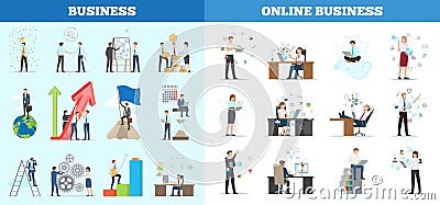 Business Collection of Banners with Multiple Icons Vector Illustration