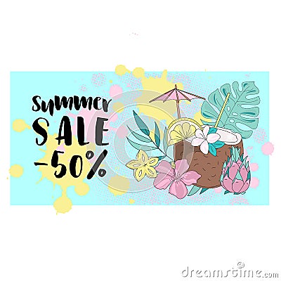 Business Color Vector Illustration SUMMER SALE BANNER Stock Photo