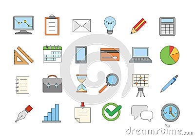 Business colorful icons set Stock Photo