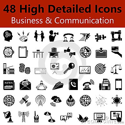 Business and Communication Smooth Icons Vector Illustration