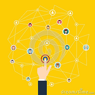 Business communication. Social media and network connection Vector Illustration