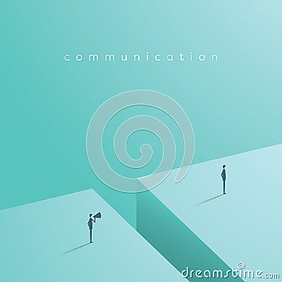 Business communication vector concept with one businessman shouting at another over megaphone. Vector Illustration