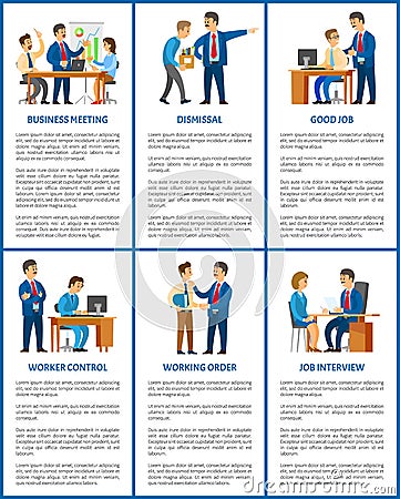 Business Company Boss and Employees, Office Work Vector Illustration