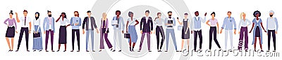 Business company people. Office team, multicultural collective workers group and businessman community vector Vector Illustration