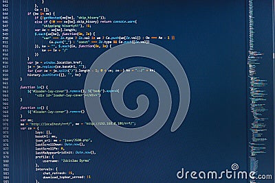 IT business company. Programmer developer screen. Software source code. Stock Photo