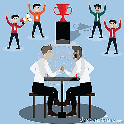 Business competition concept,arm wrestling,fight for prize Vector Illustration