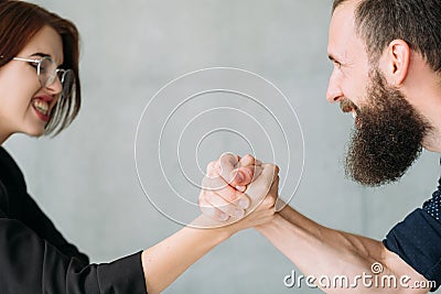 Business competition gender fight opponents Stock Photo