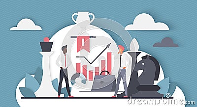 Business competition between office workers, leaders win with strategic plan and efforts Vector Illustration