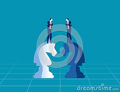 Business competitors playing chess striving, for success. Business strategy and game concept Vector Illustration