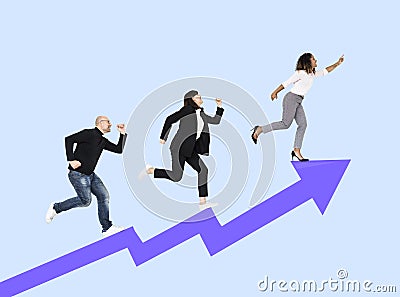 Business competitors racing to success Stock Photo