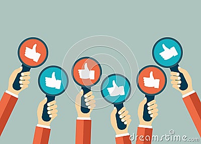 Business compliment concept. Thumbs up hands. Flat vector illustration Cartoon Illustration