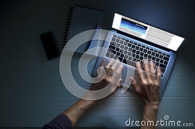 Business Laptop Computer Work Hands Home Stock Photo