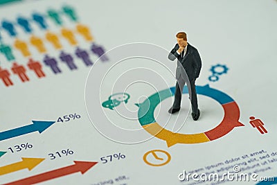 Business concept as miniature people businessman thinking and st Stock Photo