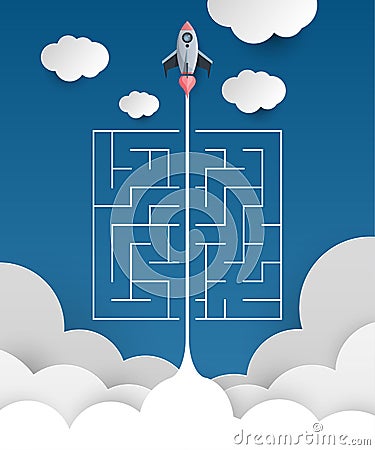 Business concept backgroind. 3d rocket finding a solution, problem solving.vector illustration. Vector Illustration