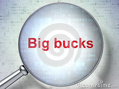 Business concept: Big bucks with optical glass Stock Photo
