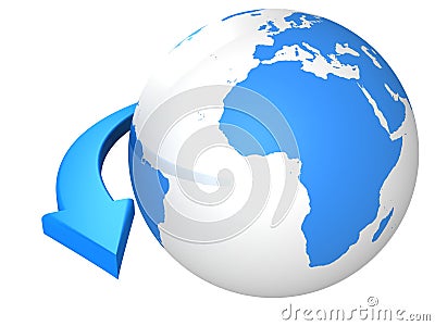 Business concept with blue globe sphere and arrow Stock Photo