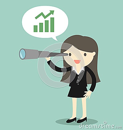 Business concept, Boss/Business woman using his telescope and see opportunity about business. Vector Illustration