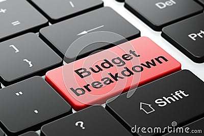 Business concept: Budget Breakdown on computer keyboard background Stock Photo
