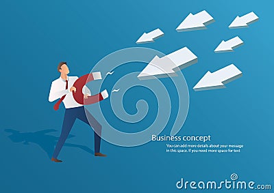 Business concept businessman attracting arrow icon Vector Illustration