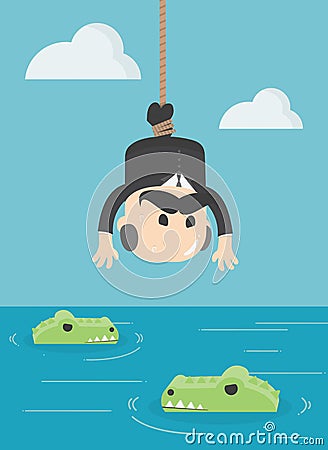 Business Concept Cartoon Illustration Human victim crocodile. bu Vector Illustration