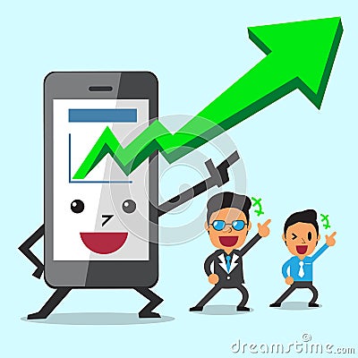 Business Concept cartoon smartphone take More profits with business team Vector Illustration