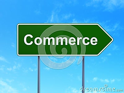 Business concept: Commerce on road sign background Stock Photo