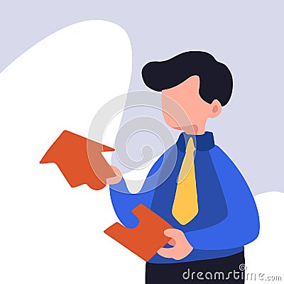 Business concept design businessman put arrows together. Business financial investment. Cooperation, support, merger, acquisition Vector Illustration