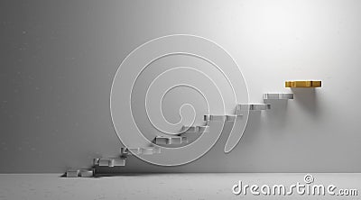 Business concept design of luxury metal stairs jigsaw puzzle with copy space minimal style Stock Photo