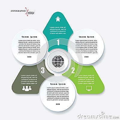 Business concept design with triangle and 3 segments. Vector Illustration