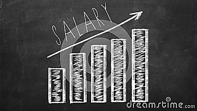 Diagram with arrow showing growth of salary Stock Photo