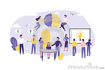 Business Concept of Expertise, Audit, Consulting, Teamwork and Partnership. Vector Illustration