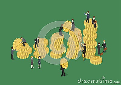 Business concept financial growth flat 3d web isometric Stock Photo