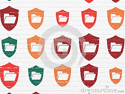 Business concept: Folder With Shield icons on wall Stock Photo