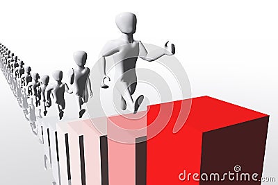 Business Concept Going Up Human Figures 3D render Stock Photo