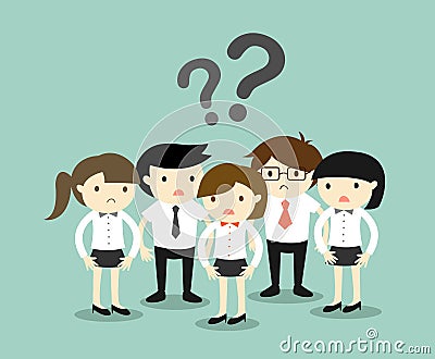 Business concept, Group of business people feeling confused. Vector Illustration