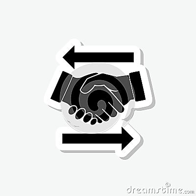 Business concept. Handshake sticker icon isolated on gray background Vector Illustration