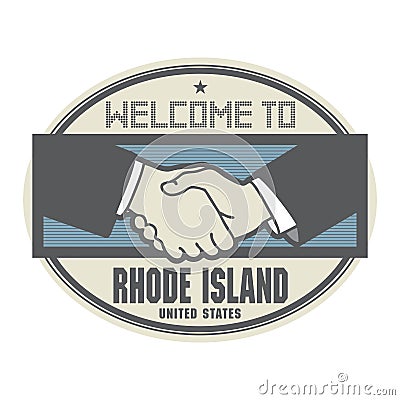 Business concept with handshake and the text Welcome to Rhode Is Vector Illustration