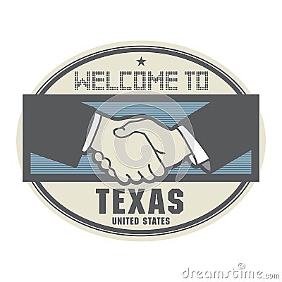 Business concept with handshake and the text Welcome to Texas, U Vector Illustration