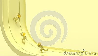 Business concept Ideas - Leader`s Running path in business and artistic thinking Yellow pastel color tones Stock Photo