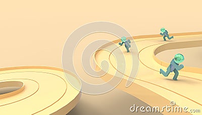 Business concept Ideas - Leader`s Running path in business and artistic thinking on Orange pastel color tones Stock Photo