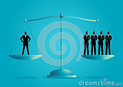Businessman equal as four businessmen Vector Illustration