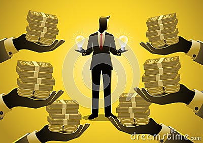 A businessman selling ideas to businessman Vector Illustration