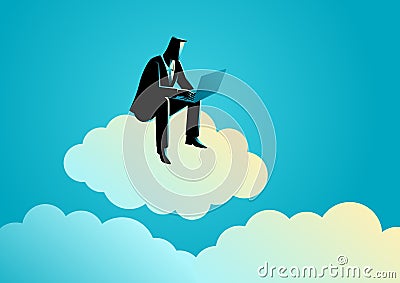 Businessman sits on cloud Vector Illustration